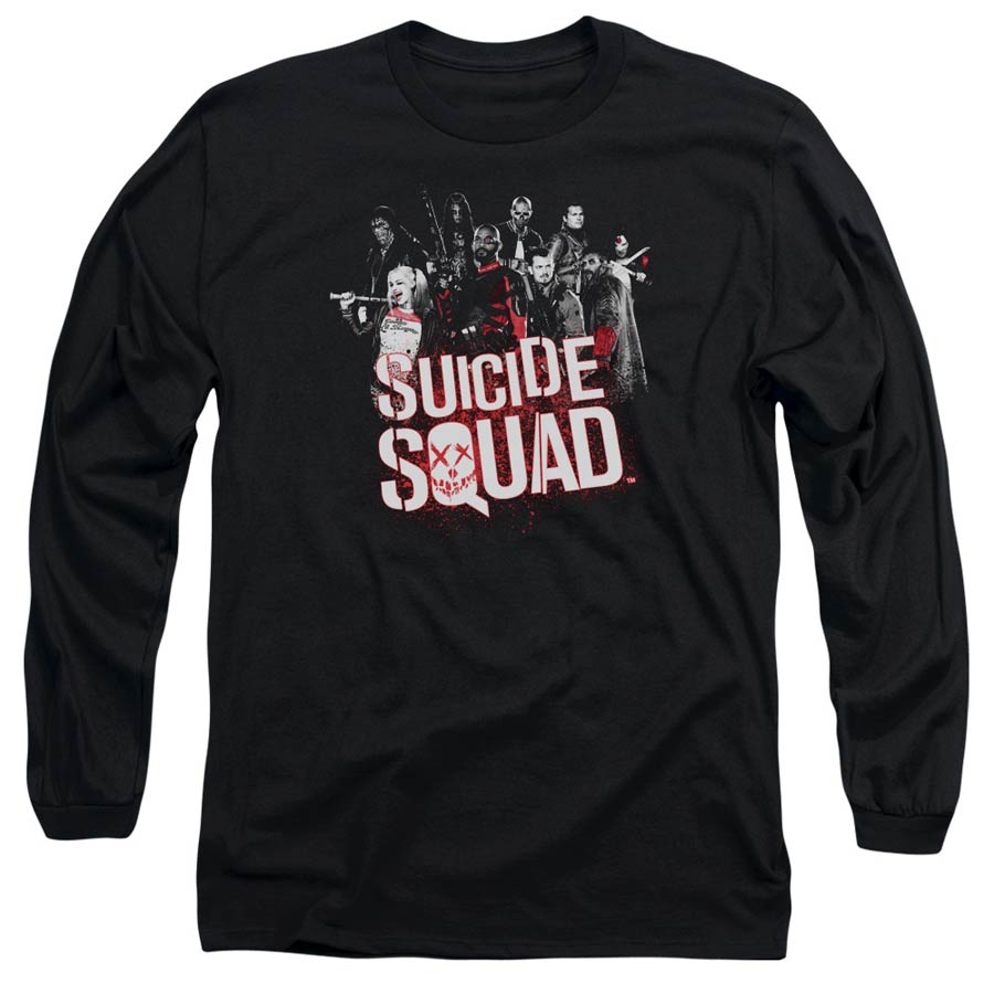 Suicide Squad Movie Squad Splatter Mens Black Long Sleeve Shirt XX-Large