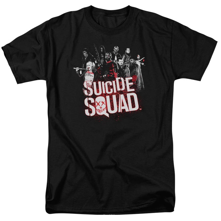 Suicide Squad Movie Squad Splatter S/S Adult 18/1 Mens Black T-Shirt Large