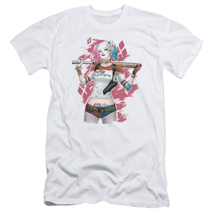 Suicide Squad Movie Drawn Bat S/S Adult 30/1 Mens White T-Shirt Large