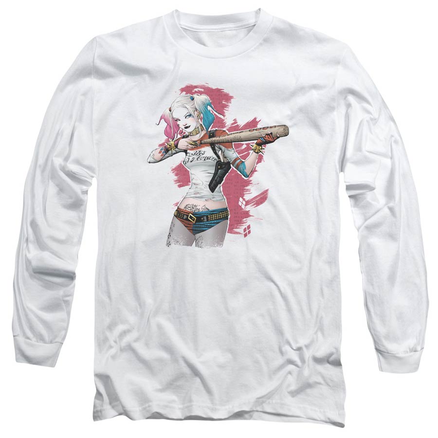Suicide Squad Movie Bat Aim Mens White Long Sleeve Shirt Small