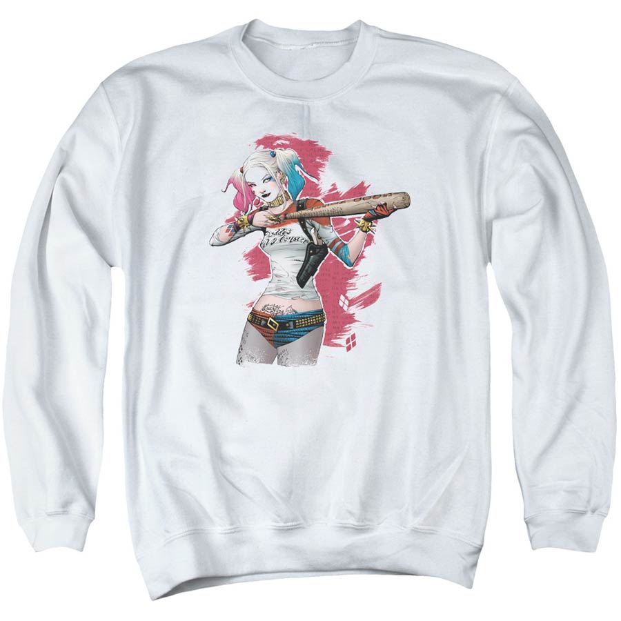 Suicide Squad Movie Bat Aim Mens White Crew Neck Sweatshirt X-Large