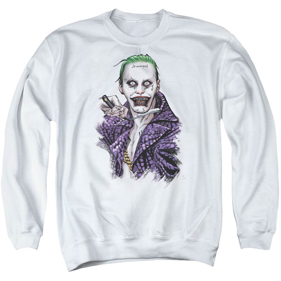 Suicide Squad Movie Blade Mens White Crew Neck Sweatshirt XX-Large