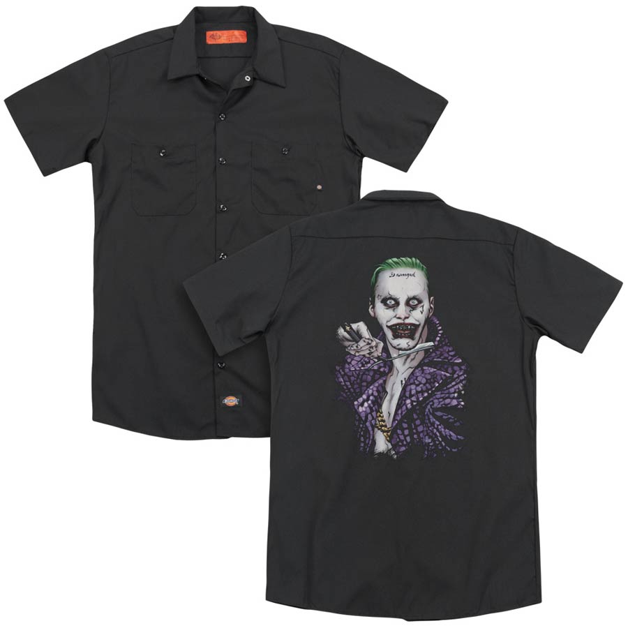 Suicide Squad Movie Blade (Back Print) Mens Black Work Shirt Large