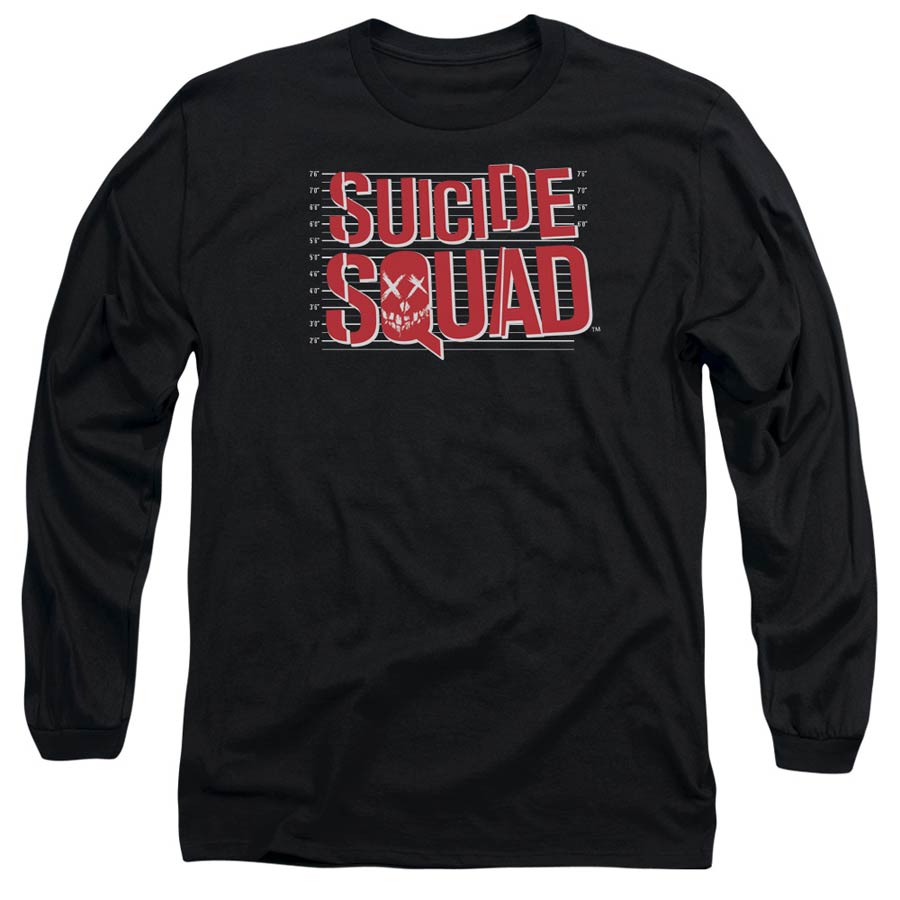 Suicide Squad Movie Lineup Logo Mens Black Long Sleeve Shirt Medium