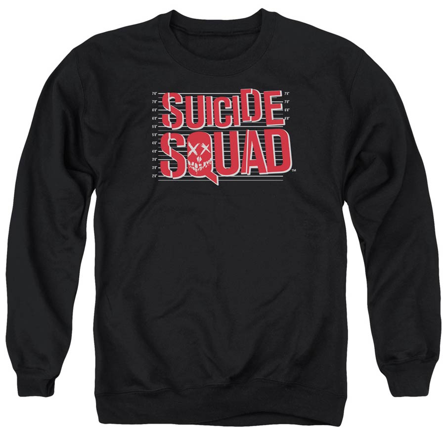 Suicide Squad Movie Lineup Logo Mens Black Crew Neck Sweatshirt X-Large