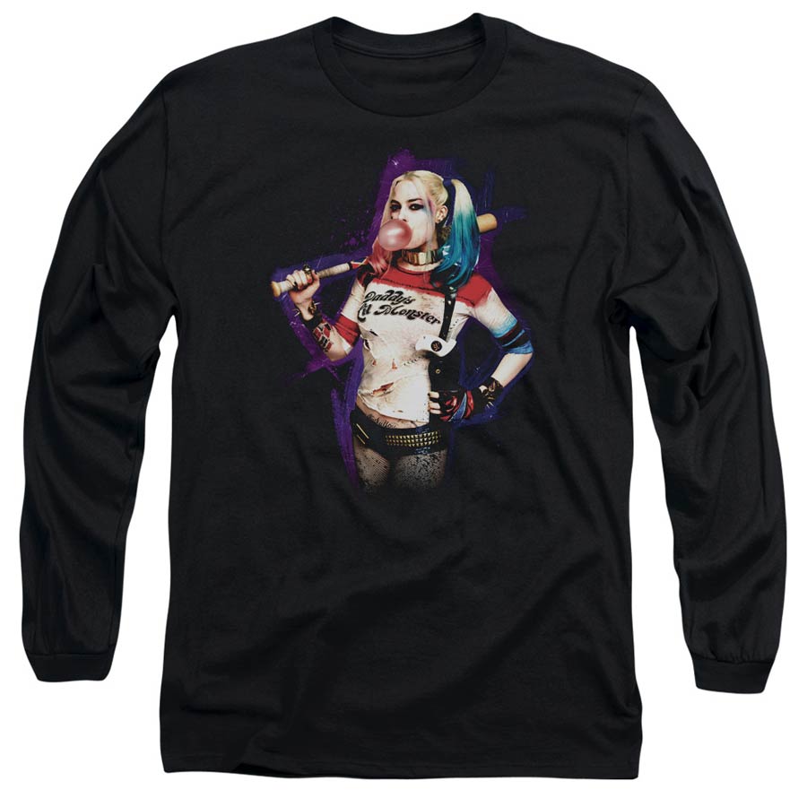 Suicide Squad Movie Bubble Mens Black Long Sleeve Shirt Small
