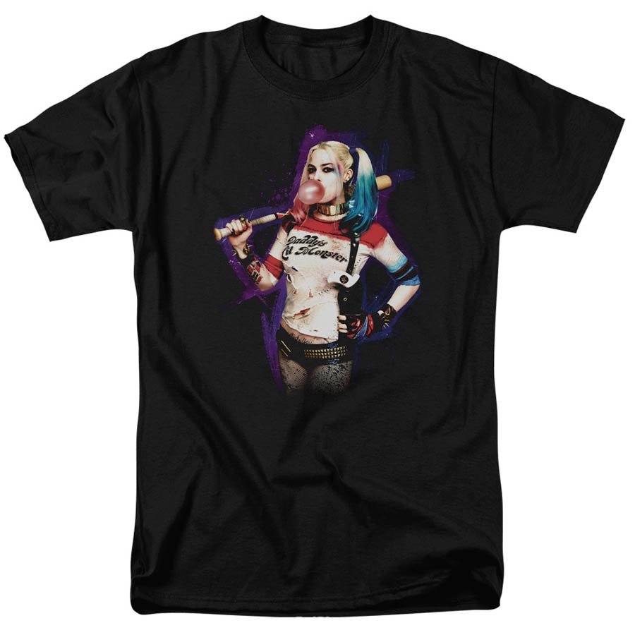 Suicide Squad Movie Bubble S/S Adult 18/1 Mens Black T-Shirt Large