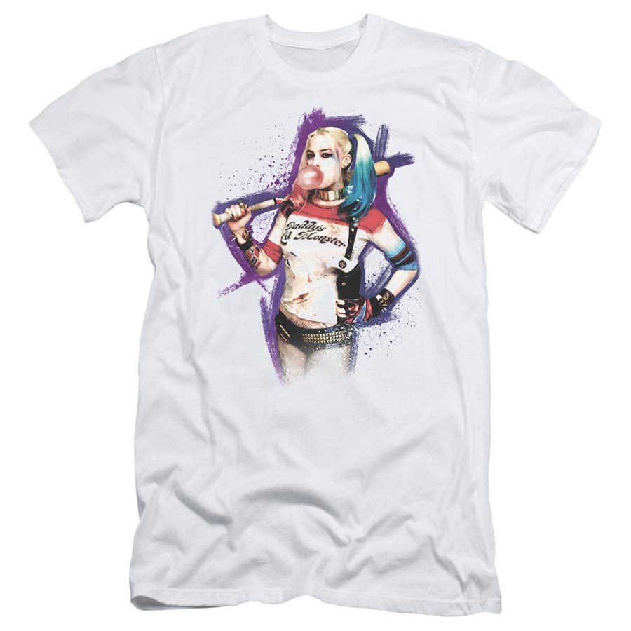 Suicide Squad Movie Bubble S/S Adult 30/1 Mens White T-Shirt Large