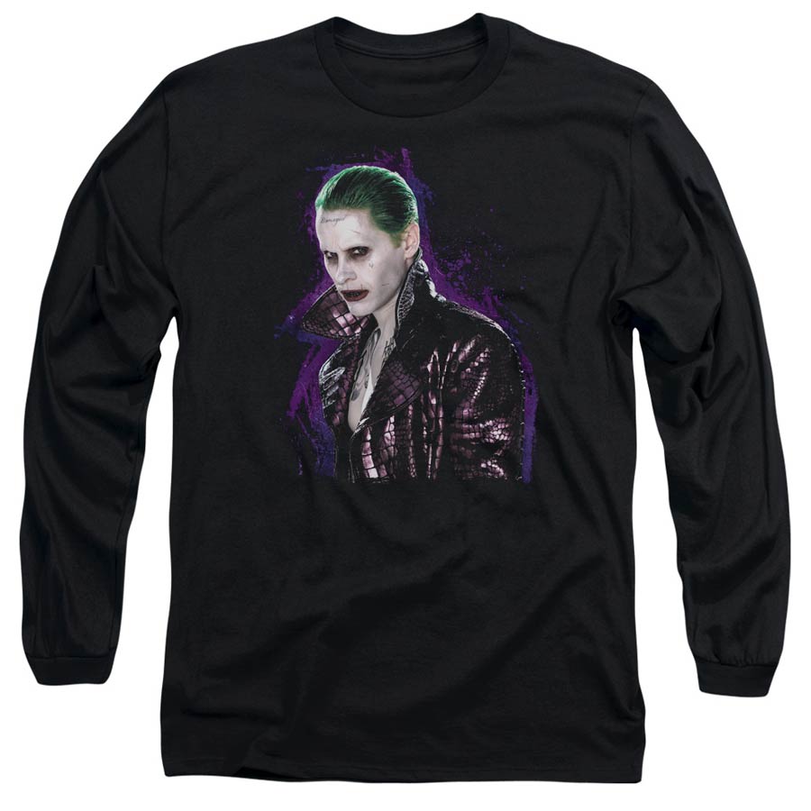 Suicide Squad Movie Joker Stare Mens Black Long Sleeve Shirt XX-Large