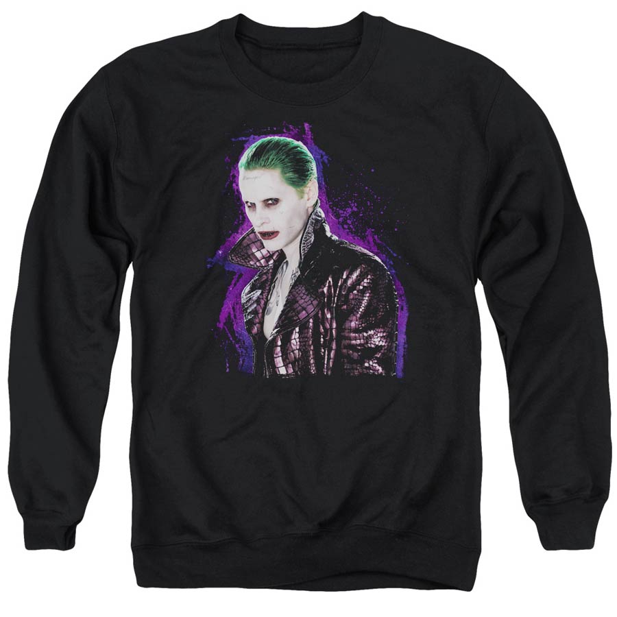 Suicide Squad Movie Joker Stare Mens Black Crew Neck Sweatshirt XX-Large