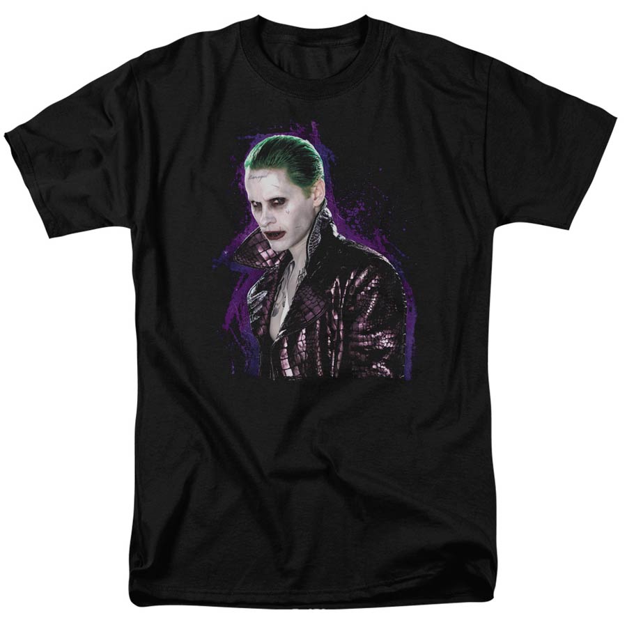 Suicide Squad Movie Joker Stare S/S Adult 18/1 Mens Black T-Shirt Large