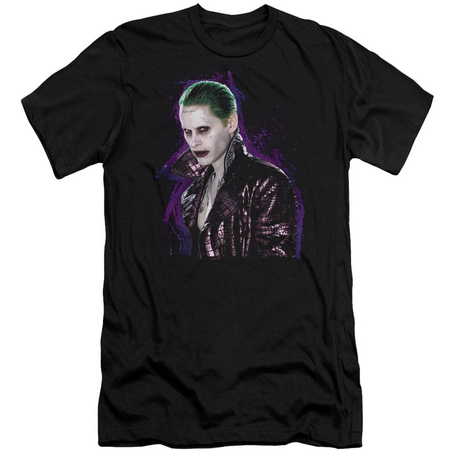 Suicide Squad Movie Joker Stare S/S Adult 30/1 Mens Black T-Shirt Large