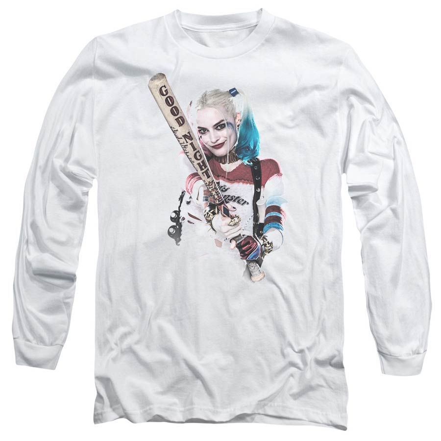 Suicide Squad Movie Bat At You Mens White Long Sleeve Shirt XX-Large