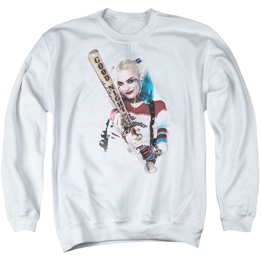 Suicide Squad Movie Bat At You Mens White Crew Neck Sweatshirt Medium