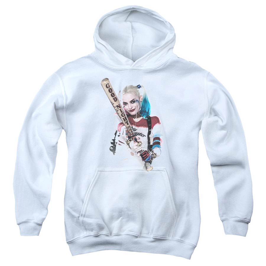 Suicide Squad Movie Bat At You Youth White Pull Over Hoodie Medium
