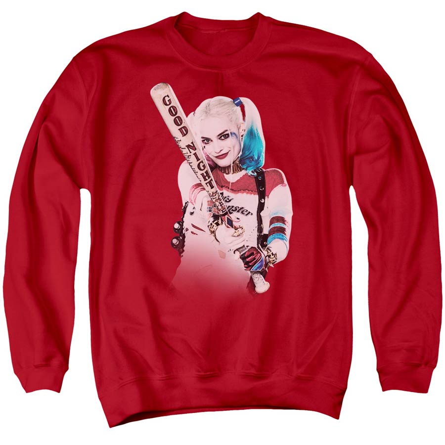 Suicide Squad Movie Bat At You Mens Red Crew Neck Sweatshirt Small