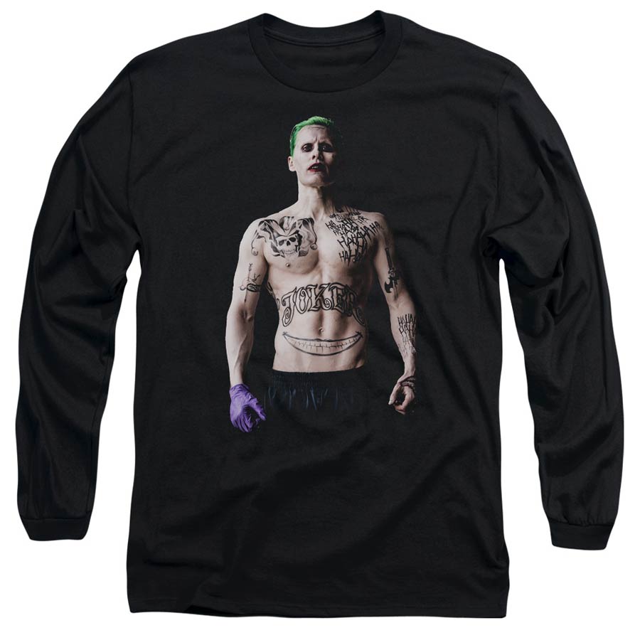 Suicide Squad Movie Joker Stance Mens Black Long Sleeve Shirt Small