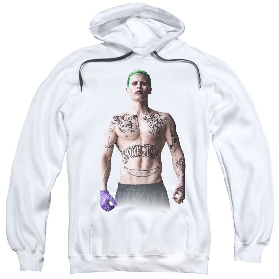 Suicide Squad Movie Joker Stance Mens White Pull Over Hoodie Medium