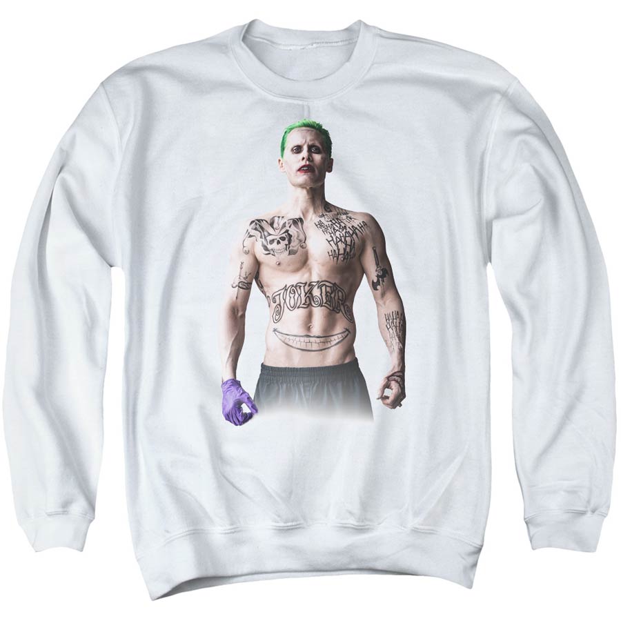Suicide Squad Movie Joker Stance Mens White Crew Neck Sweatshirt Small