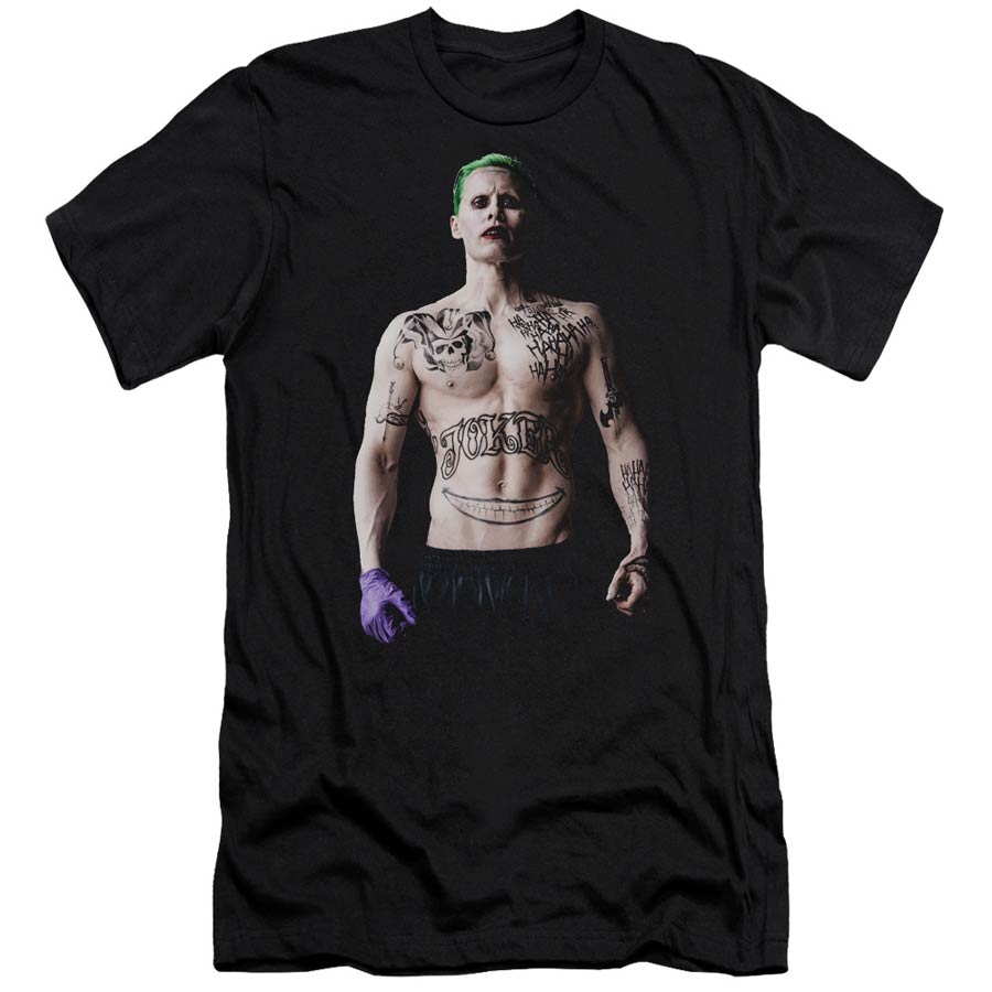 Suicide Squad Movie Joker Stance S/S Adult 30/1 Mens Black T-Shirt Large