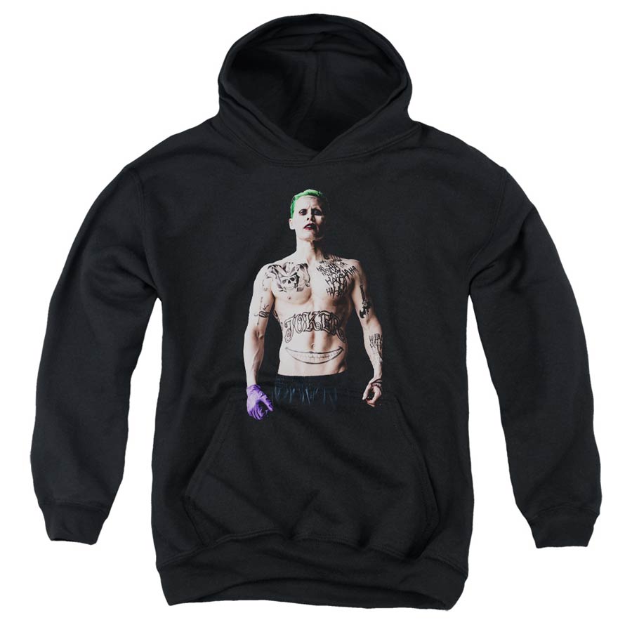 Suicide Squad Movie Joker Stance Youth Black Pull Over Hoodie Large