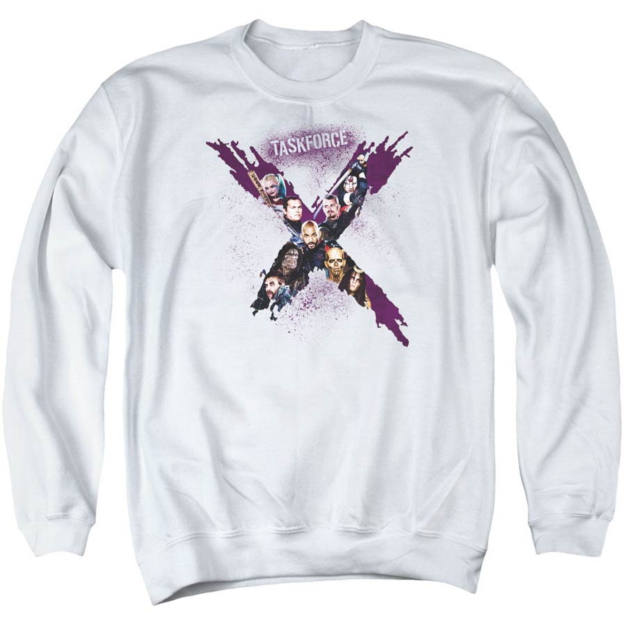 Suicide Squad Movie Taskforce Mens White Crew Neck Sweatshirt X-Large