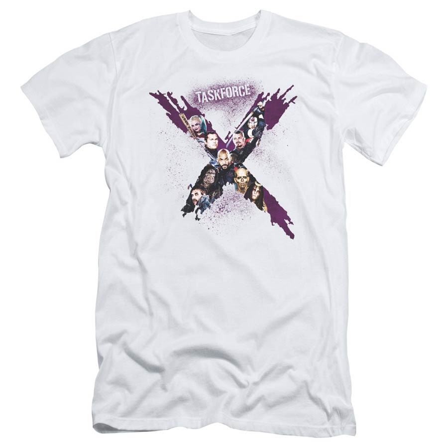Suicide Squad Movie Taskforce S/S Adult 30/1 Mens White T-Shirt Large