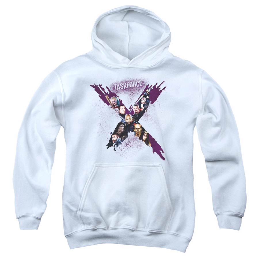 Suicide Squad Movie Taskforce Youth White Pull Over Hoodie Large
