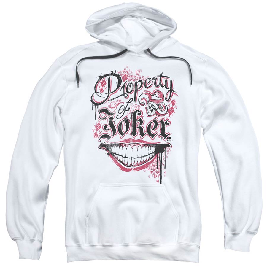 Suicide Squad Movie Property Of Mens White Pull Over Hoodie Medium
