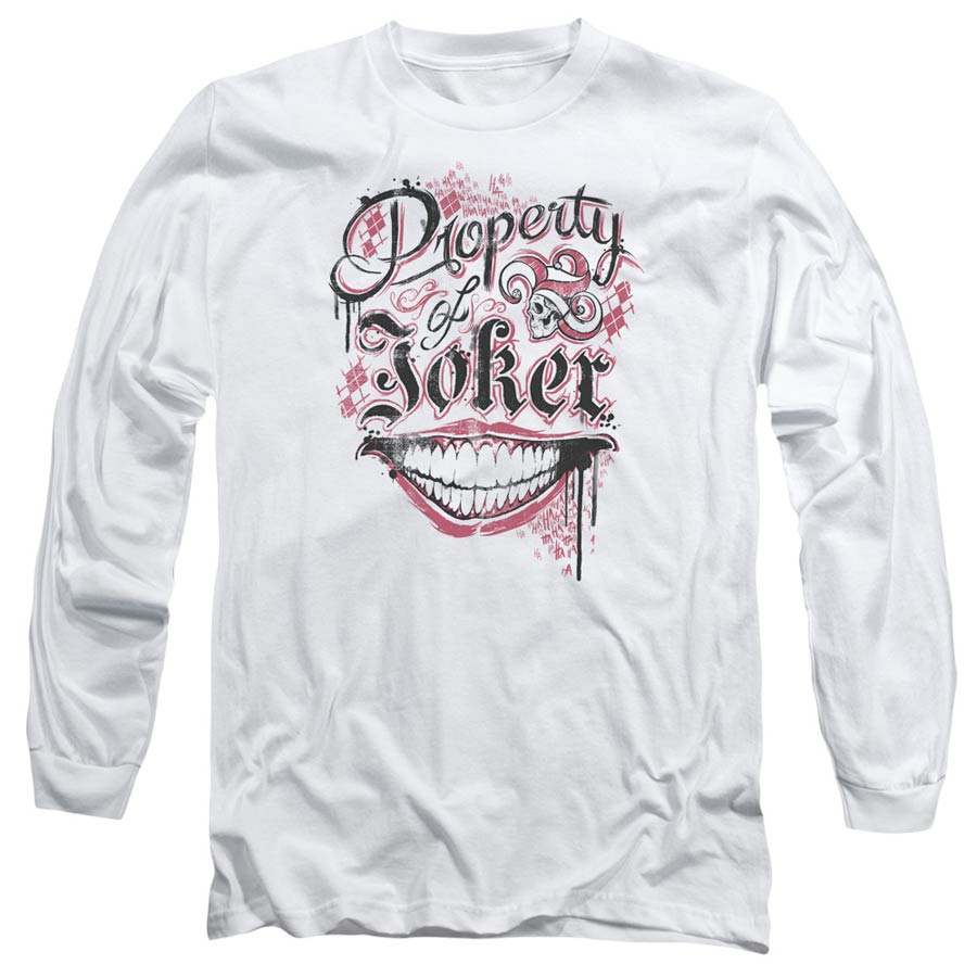 Suicide Squad Movie Property Of Mens White Long Sleeve Shirt XX-Large