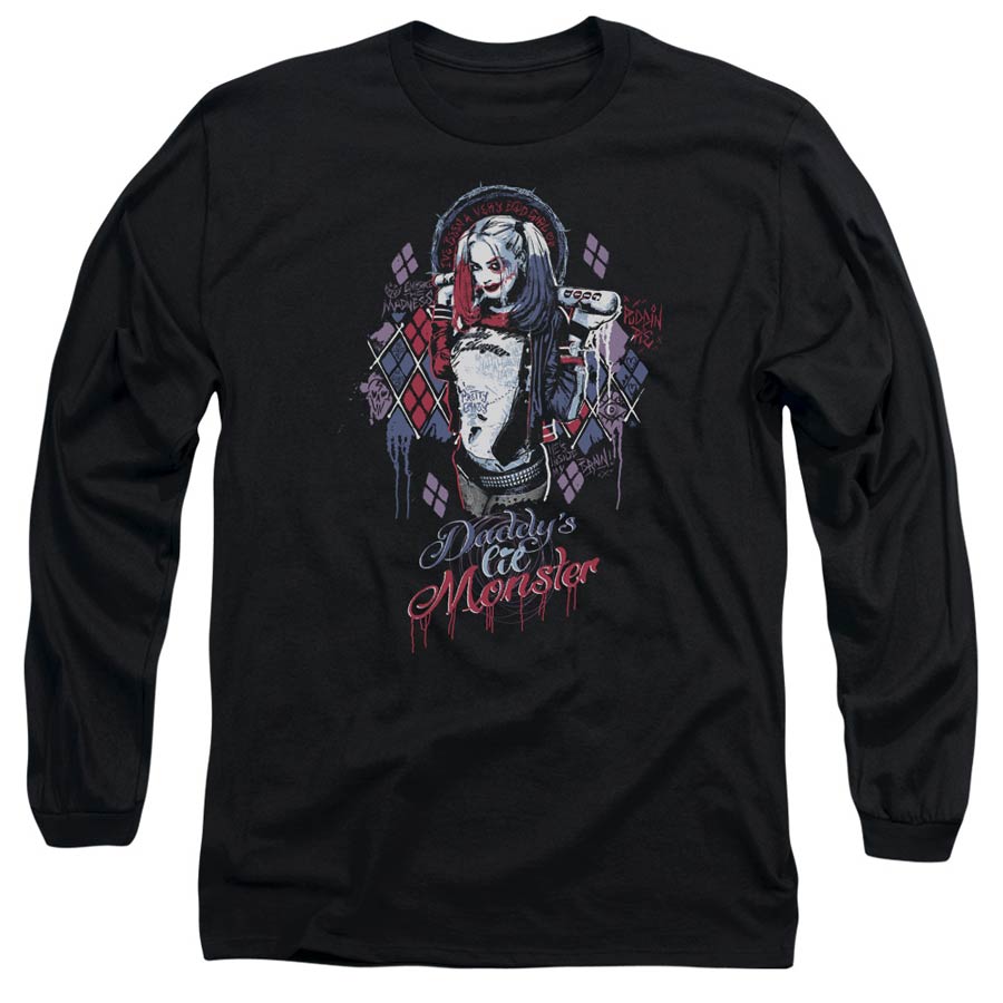 Suicide Squad Movie Bad Girl Adult 18/1 Black Long Sleeve Shirt Large