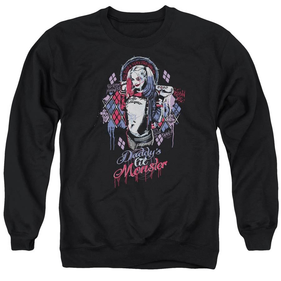 Suicide Squad Movie Bad Girl Adult Black Crew Sweatshirt Large