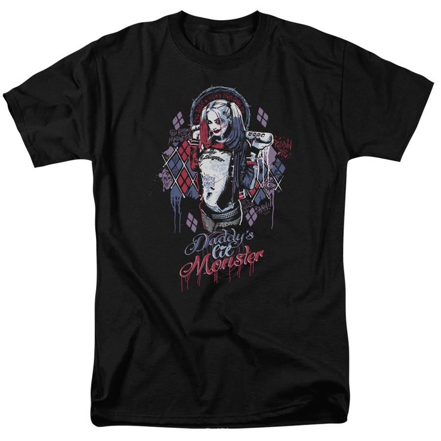 Suicide Squad Movie Bad Girl Adult 18/1 Black Short Sleeve T-Shirt XXXXX-Large