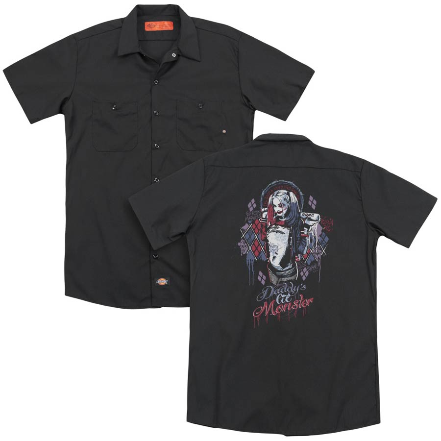 Suicide Squad Movie Bad Girl (Back Print) Adult Work Shirt Black T-Shirt Large