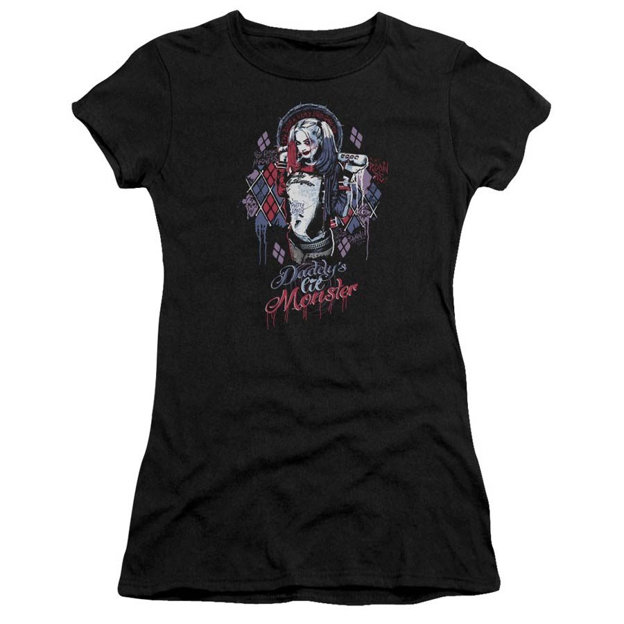 Suicide Squad Movie Bad Girl Premium Bella Junior Sheer Jersey Black T-Shirt Large