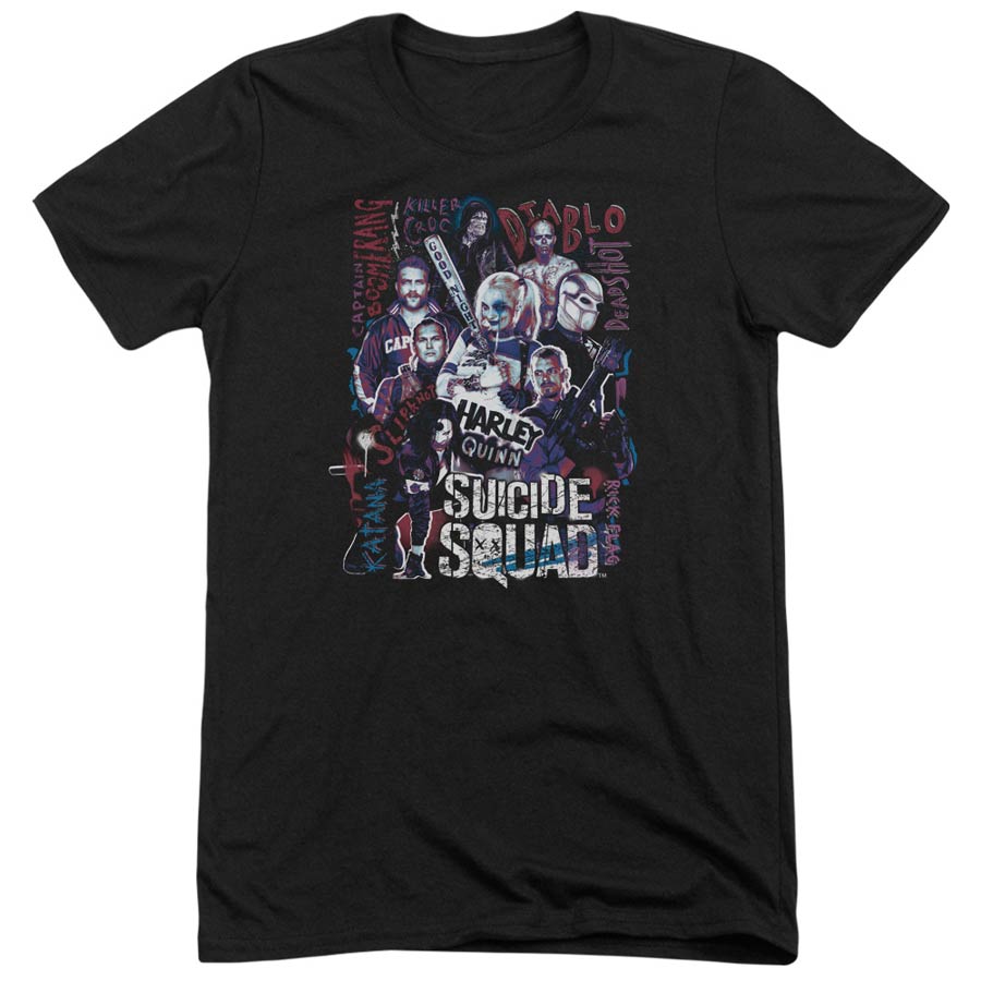 Suicide Squad Movie The Squad Adult Tri-Blend Short Sleeve Black T-Shirt Large