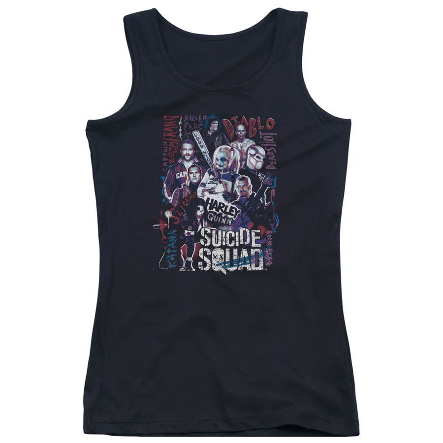 Suicide Squad Movie The Squad Juniors Tank Top Black T-Shirt Large