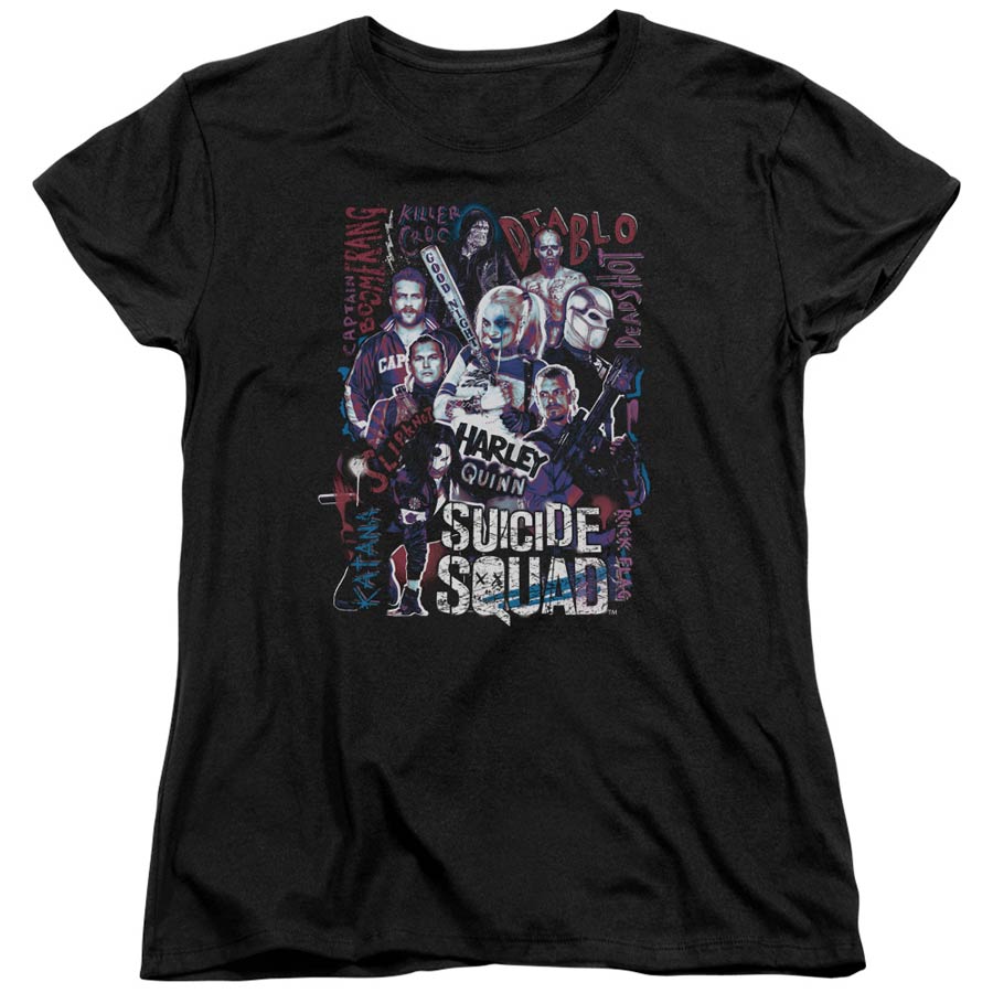 Suicide Squad Movie The Squad Womens Black Short Sleeve T-Shirt Large