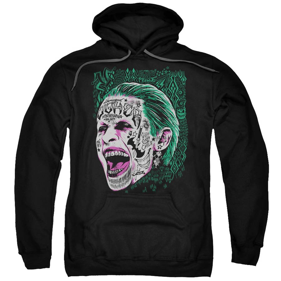 Suicide Squad Movie Prince Portrait Adult Pull-Over Black Hoodie XX-Large