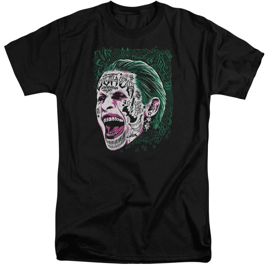 Suicide Squad Movie Prince Portrait Adult Tall Fit Short Sleeve Black T-Shirt XXX-Large