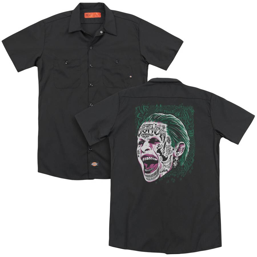 Suicide Squad Movie Prince Portrait (Back Print) Adult Work Shirt Black T-Shirt Large