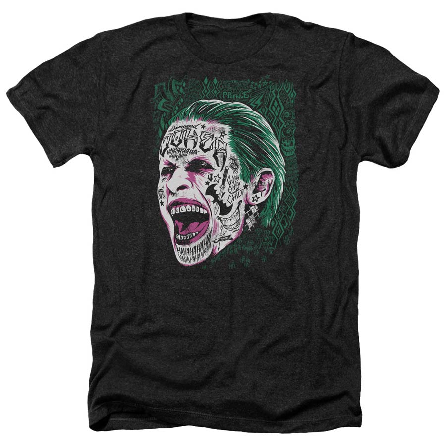 Suicide Squad Movie Prince Portrait Adult Heather Black T-Shirt Large
