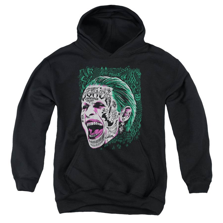 Suicide Squad Movie Prince Portrait Youth Pull-Over Black Hoodie Small