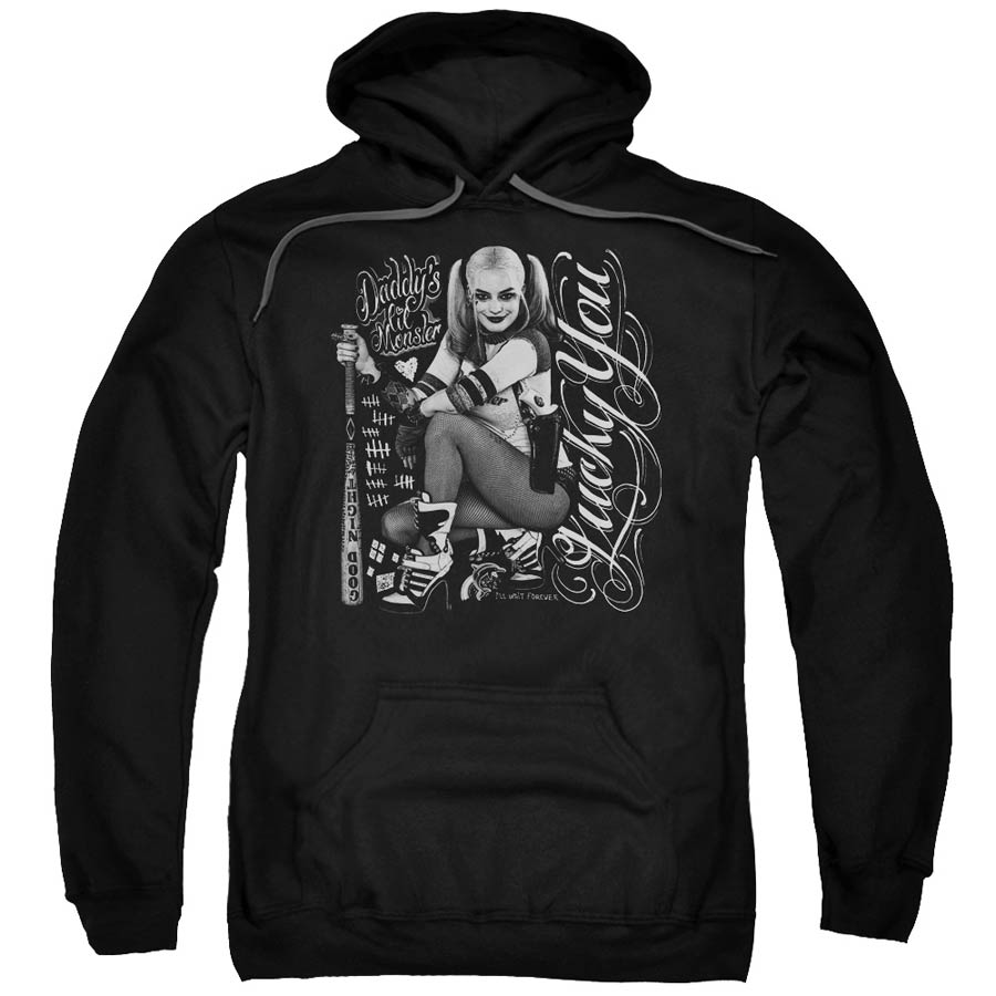 Suicide Squad Movie Lucky Adult Pull-Over Black Hoodie Medium