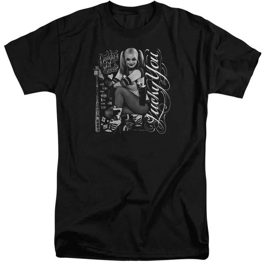 Suicide Squad Movie Lucky Adult Tall Fit Short Sleeve Black T-Shirt X-Large