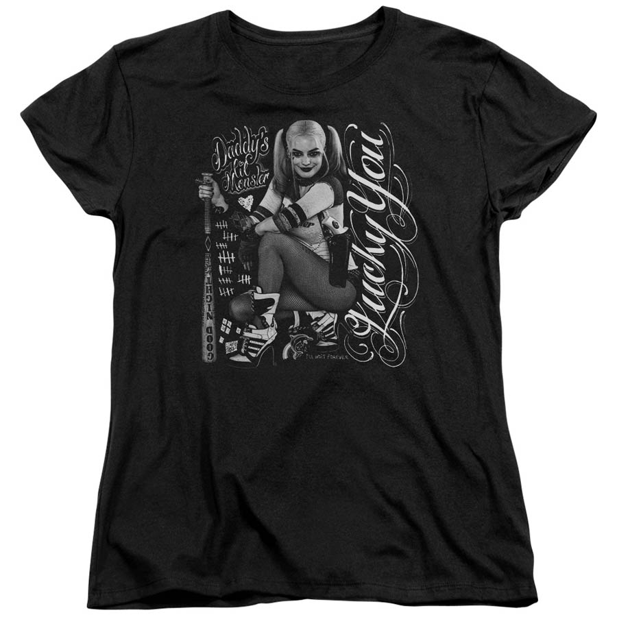 Suicide Squad Movie Lucky Womens Black Short Sleeve T-Shirt Large