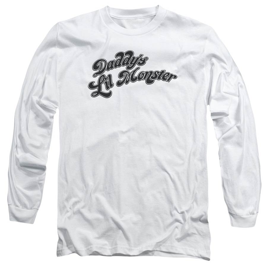 Suicide Squad Movie Daddys Lil Monster Adult 18/1 White Long Sleeve Shirt Small