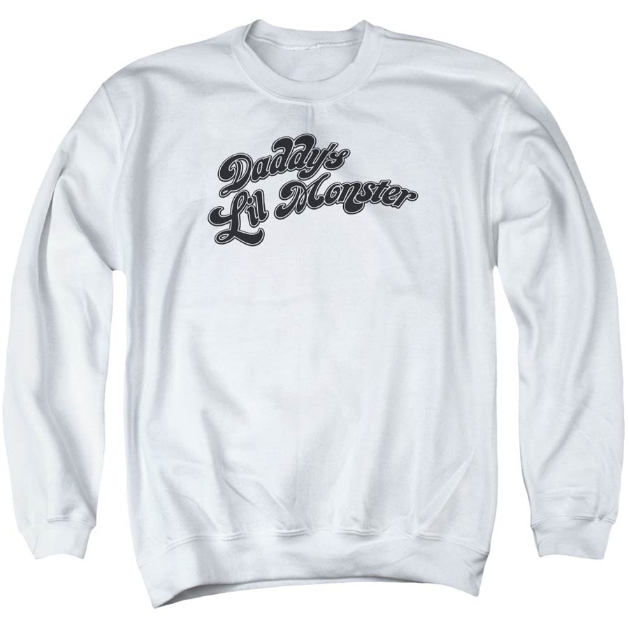 Suicide Squad Movie Daddys Lil Monster Adult White Crew Sweatshirt X-Large