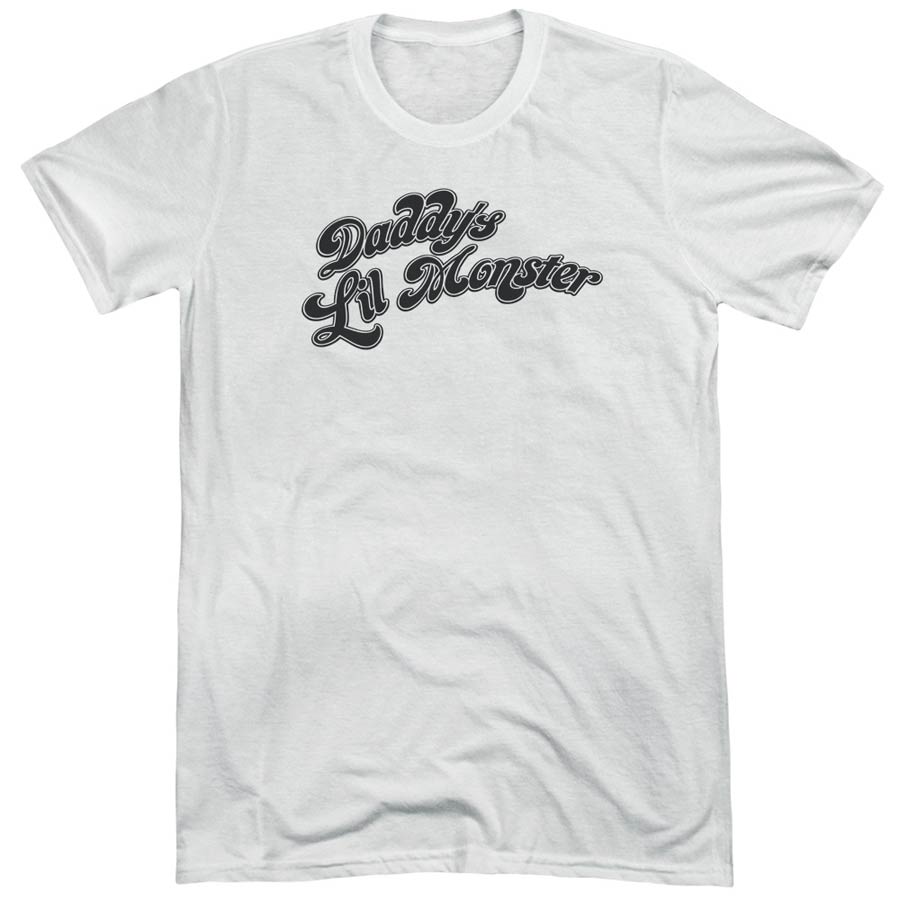 Suicide Squad Movie Daddys Lil Monster Adult Tri-Blend White Short Sleeve T-Shirt Large