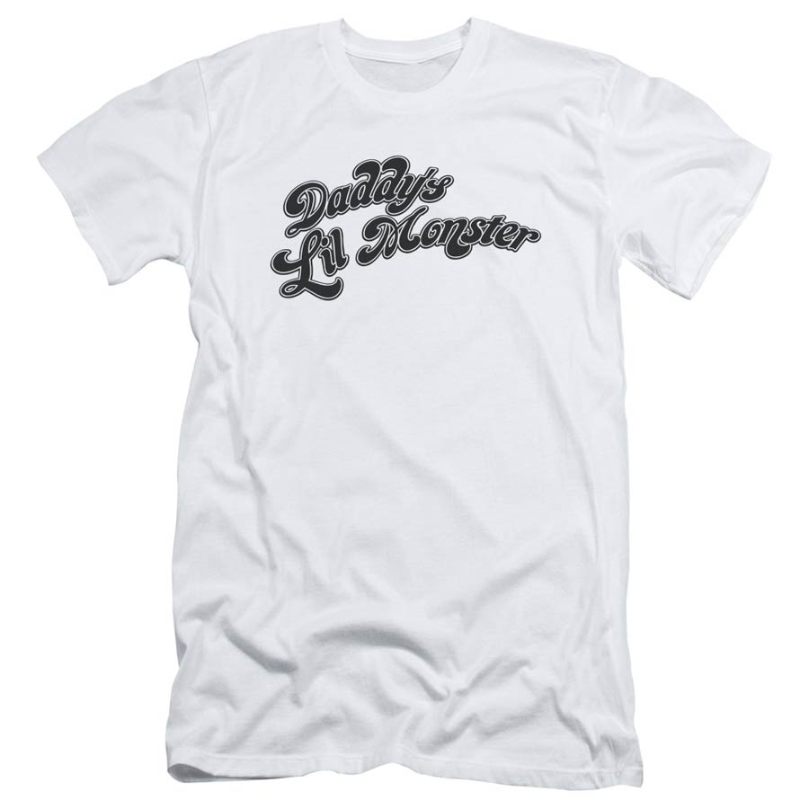 Suicide Squad Movie Daddys Lil Monster Premuim Canvas Adult Slim Fit 30/1 White T-Shirt Large
